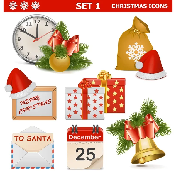 Conjunto de iconos de Navidad vectorial 1 — Archivo Imágenes Vectoriales