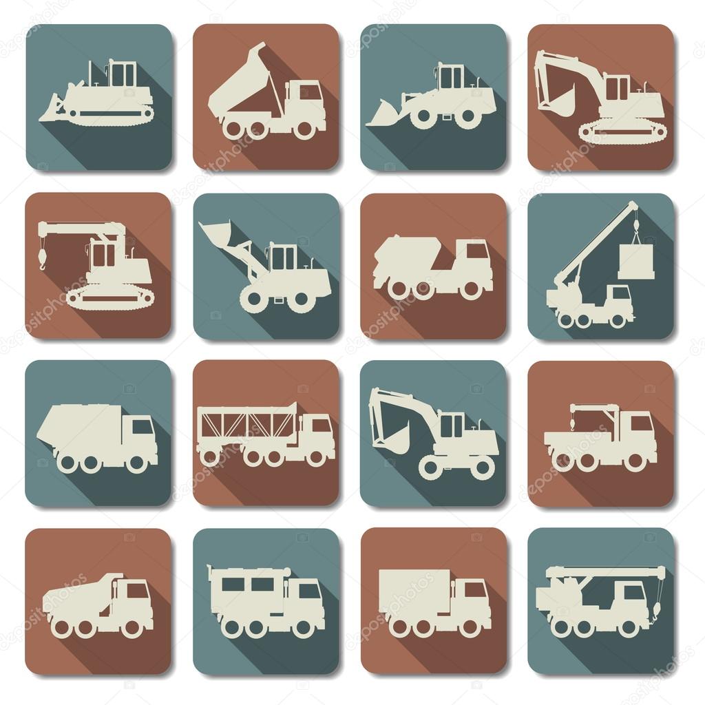Vector Construction Machines Flat Icons