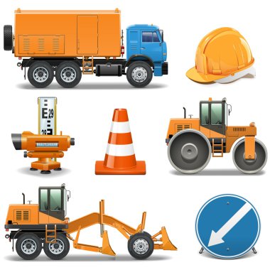 Vector Road Construction Icons clipart
