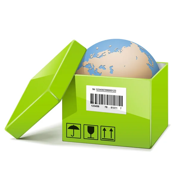 Vektor globe i gröna lådan — Stock vektor