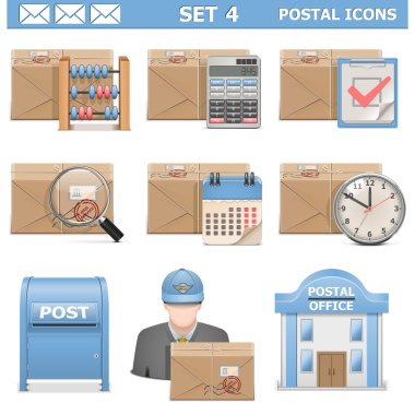 Vector Postal Icons Set 4 clipart