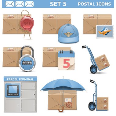 Vector Postal Icons Set 5 clipart