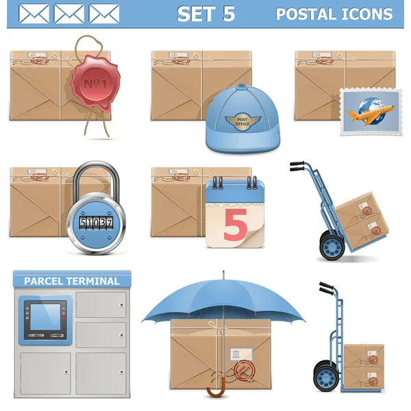 Ensemble d'icônes postales vectorielles 5 — Image vectorielle