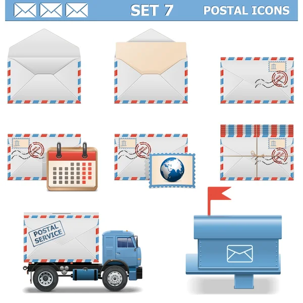 Conjunto de iconos postales vectoriales 7 — Archivo Imágenes Vectoriales