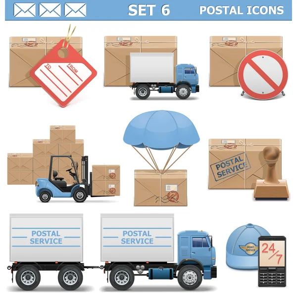 Vector Postal Icons Set 6 — Stock Vector