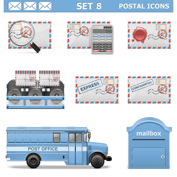 Vektor postai ikonok beállítása 8 — Stock Vector