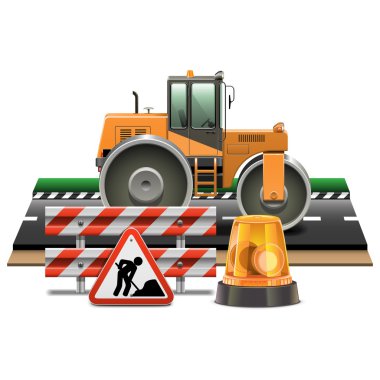 yol silindiri ile vektör yol inşaatı