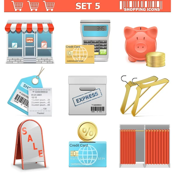 Vektor-Shopping-Symbole Set 5 — Stockvektor