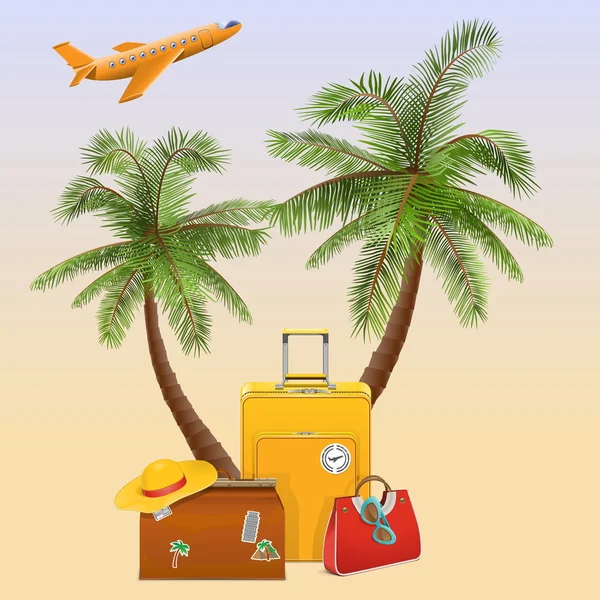 Vector Travel Concept with Palm — Stock Vector