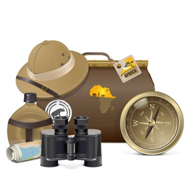 vektör safari Aksesuar concept