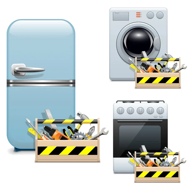 Vector Household Appliance Repair Icons — Stock Vector