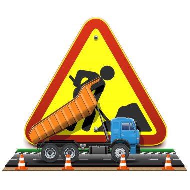 vektör yol inşaat kavramı ile kamyon