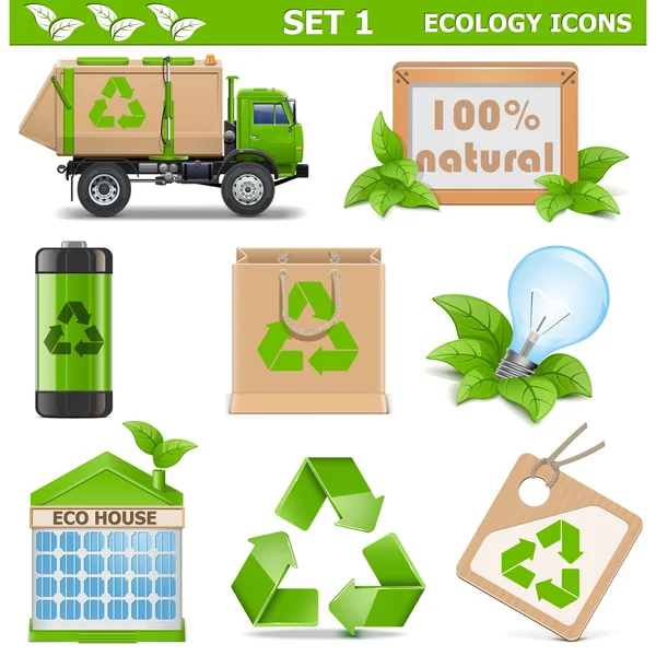 Conjunto de ícones de ecologia vetorial 1 — Vetor de Stock