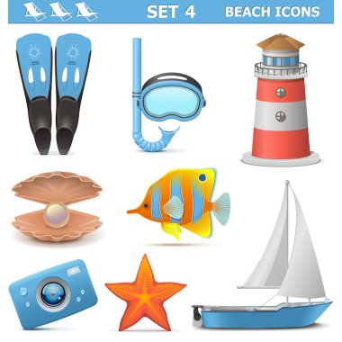 vektör beach Icons 4 set