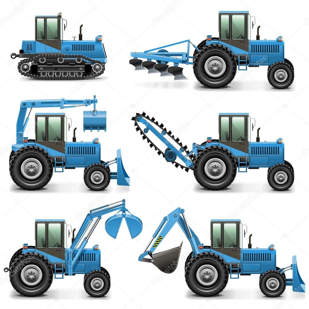 Vector Agricultural Tractor Set 1