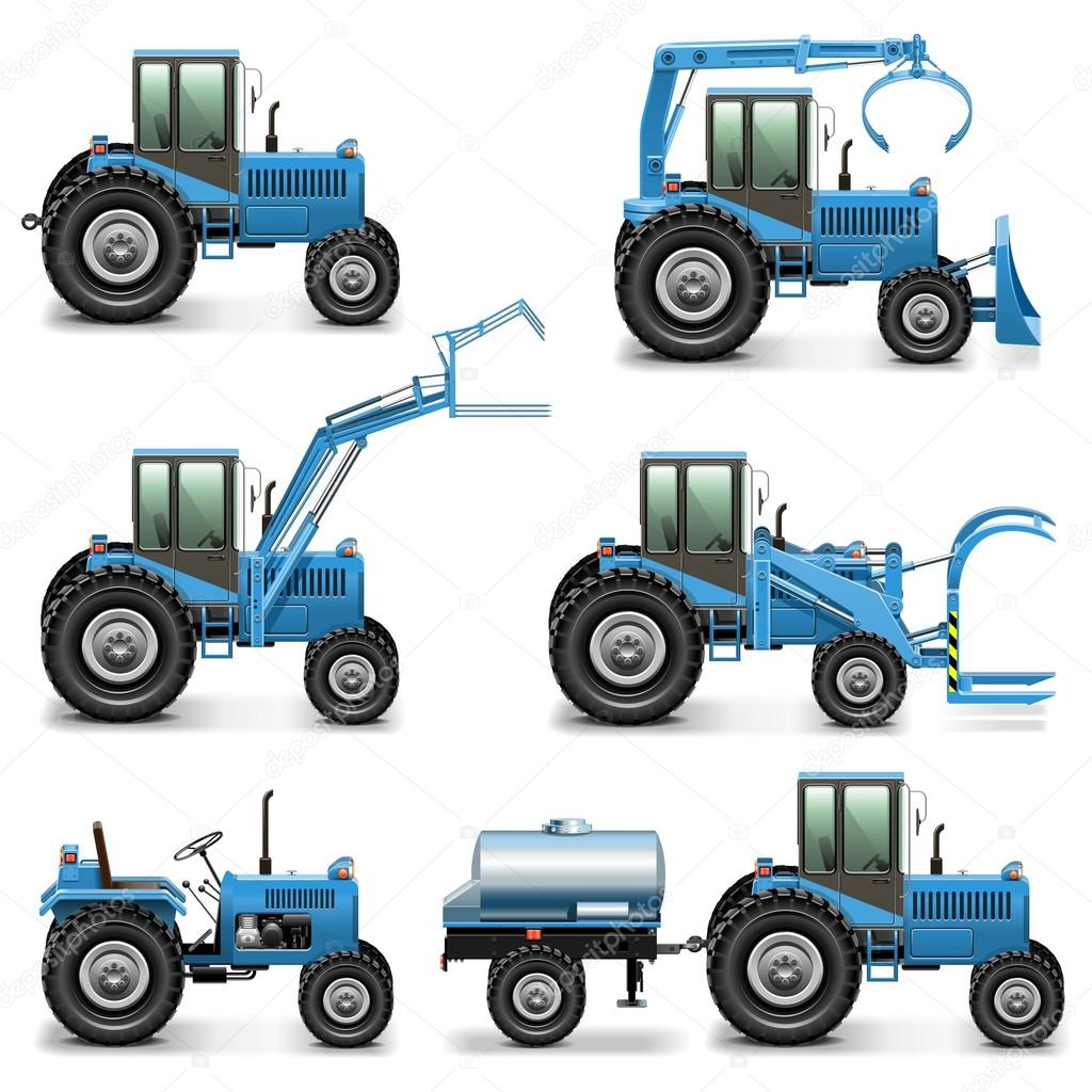Vector Agricultural Tractor Set 2