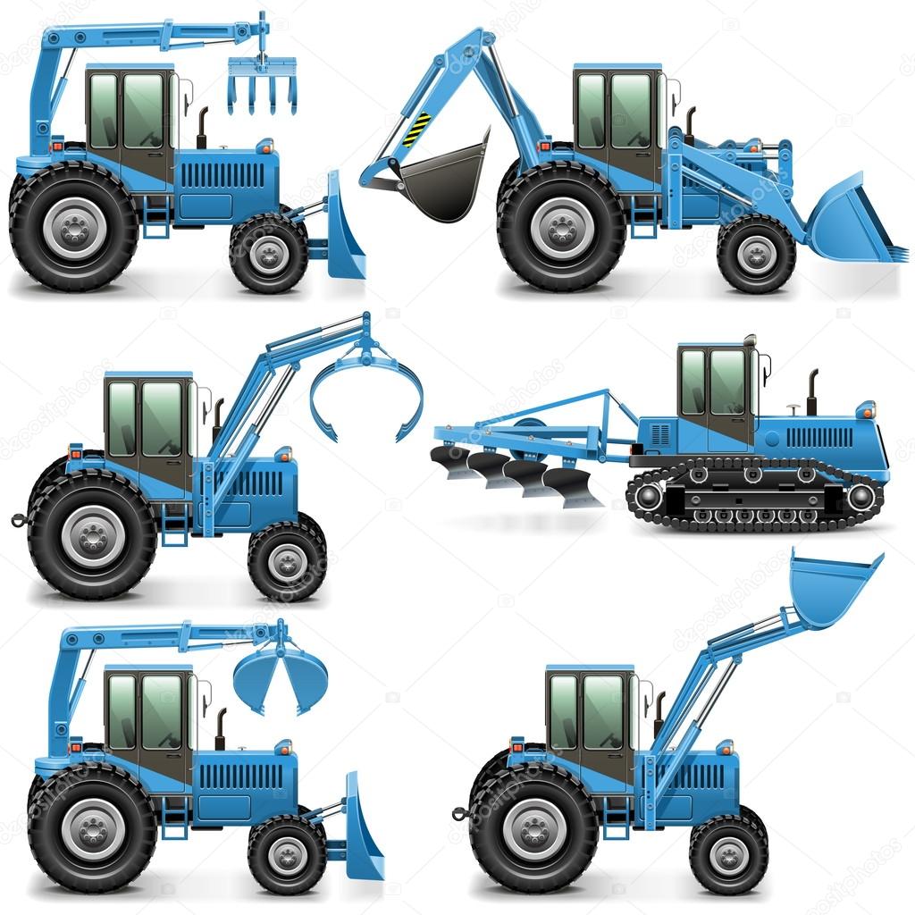 Vector Agricultural Tractor Set 3