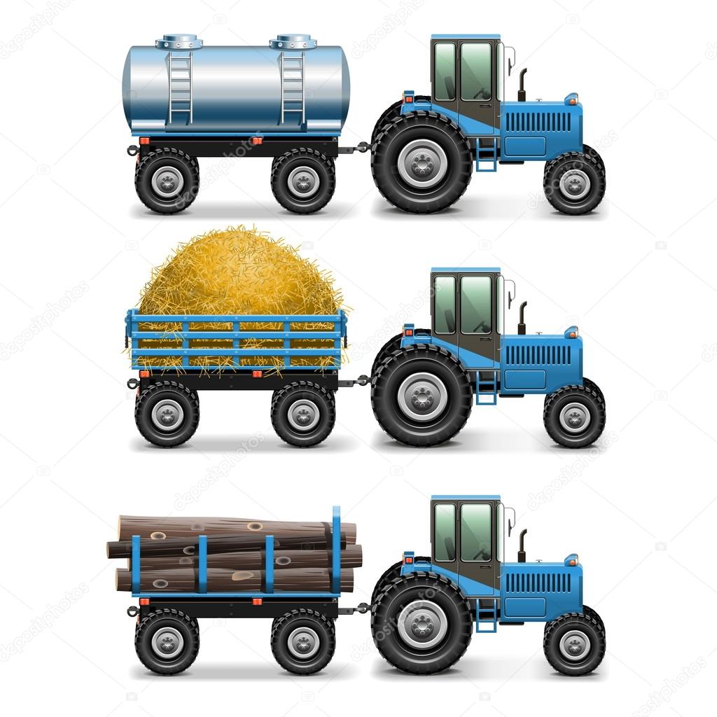 Vector Agricultural Tractor Set 4