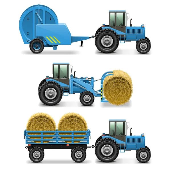 Juego de tractores agrícolas vectoriales 5 — Archivo Imágenes Vectoriales