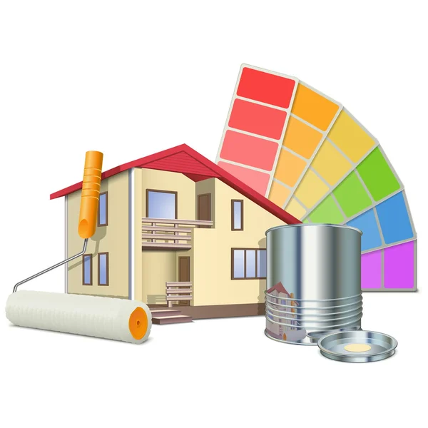 Concetto di pittura vettoriale con la casa — Vettoriale Stock