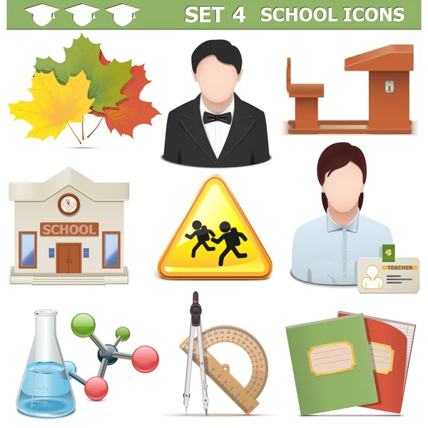 Conjunto de iconos de escuela vectorial 4 — Vector de stock