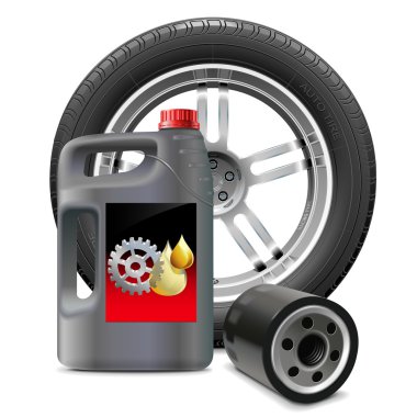 vektör motor yağı, yağ filtresi ve lastik