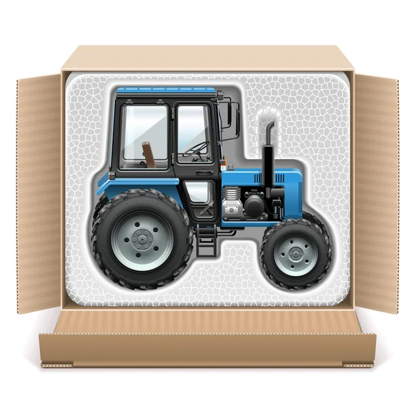 Vektör oyuncak traktör kutusunda — Stok Vektör