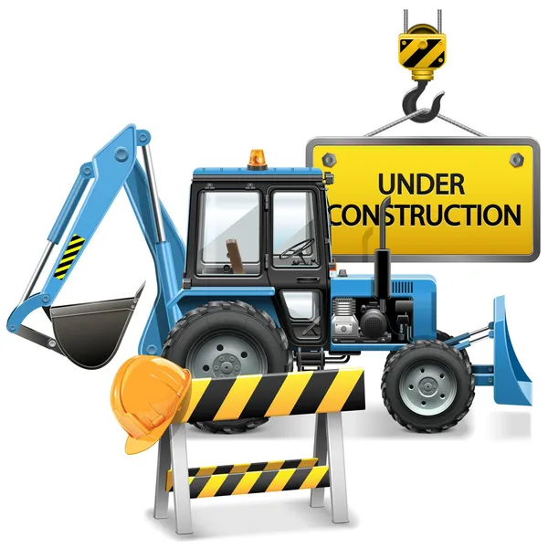 Vector Under Construction Concept with Tractor — Stock Vector