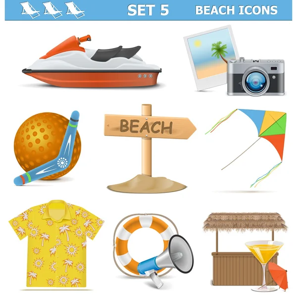 Set di icone della spiaggia vettoriale 5 — Vettoriale Stock