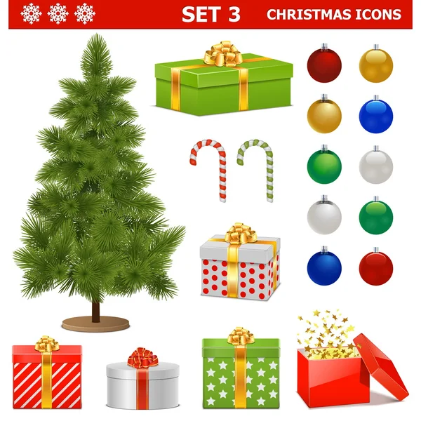 Conjunto de iconos de Navidad vectorial 3 — Vector de stock