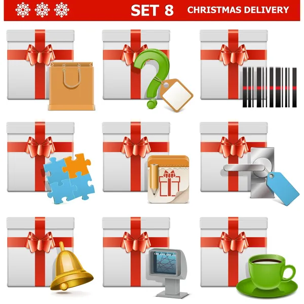 Vector Christmas Delivery Set 8 — Stock Vector