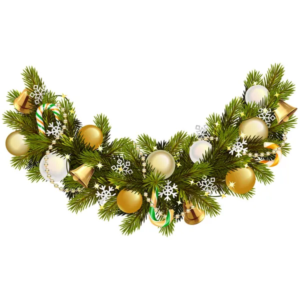 白い背景に隔離された黄金の装飾とベクトルフェアクリスマス装飾 — ストックベクタ