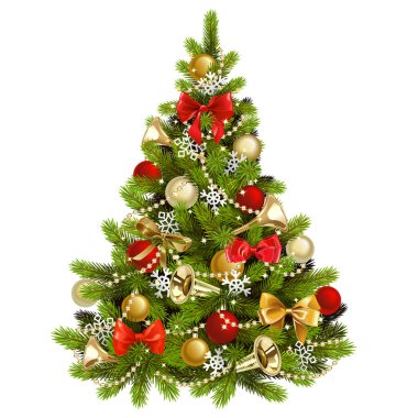 Beyaz arkaplanda yay izole edilmiş Vektör Noel Ağacı Kavramı