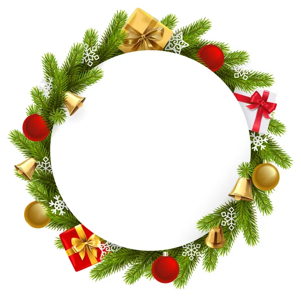 Vector Χριστούγεννα Κενό Γύρο Δώρα Που Απομονώνονται Λευκό Φόντο — Διανυσματικό Αρχείο