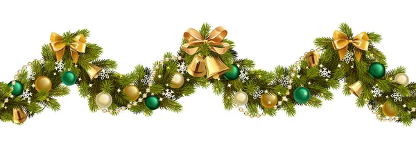 Confine Onda Natale Vettoriale Con Jingle Bells Isolato Sfondo Bianco — Vettoriale Stock