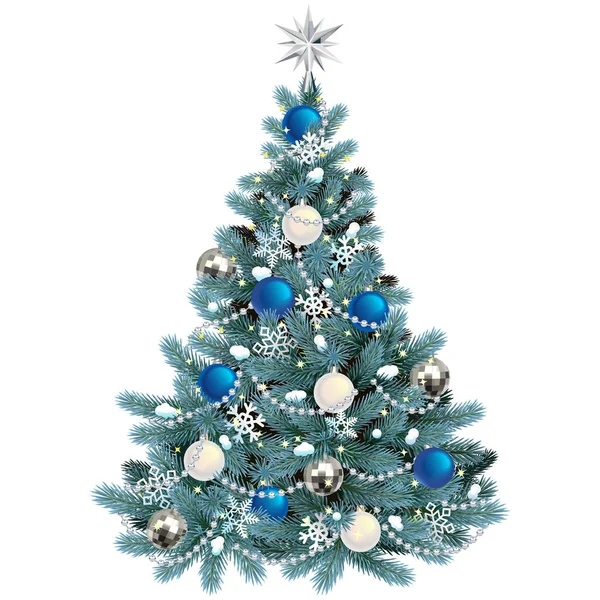 Vector Christmas Blue Fir Tree Koncepció Elszigetelt Fehér Háttér — Stock Vector
