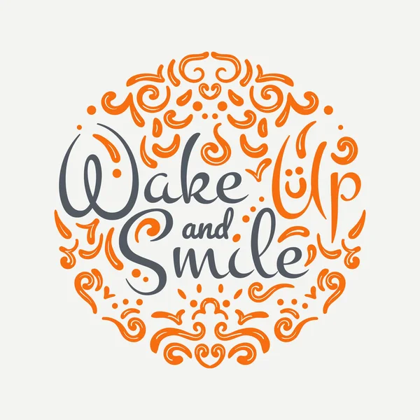 Wake Smile Lettering — Vector de stock