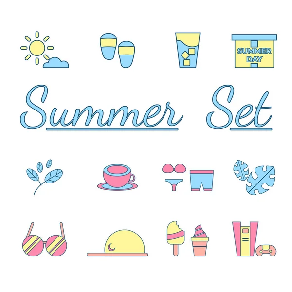 Summer Item Colored Art Design — Stockvektor