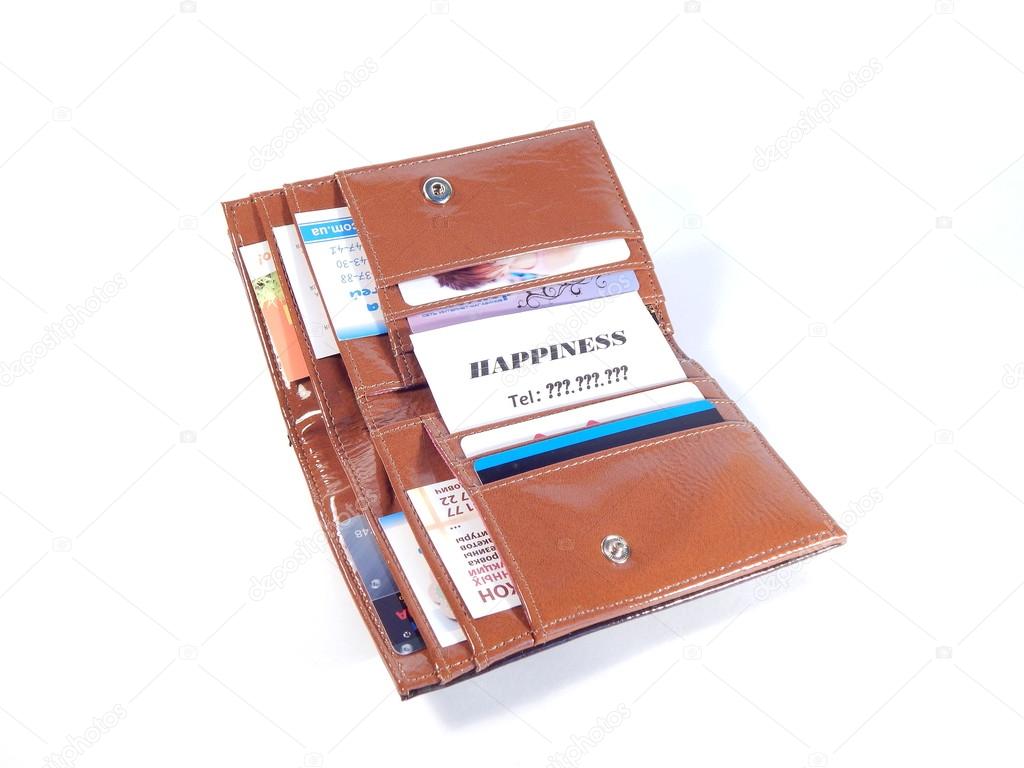 Wallet and business cards, abstraction, where to find happiness, the dream of people