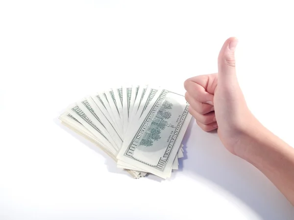 Dollar en hand gebaar, alles zal worden ok — Stockfoto
