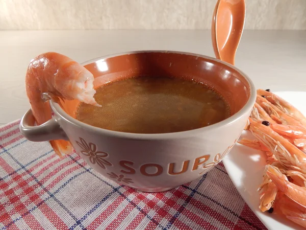 Suppe mit Garnelen — Stockfoto