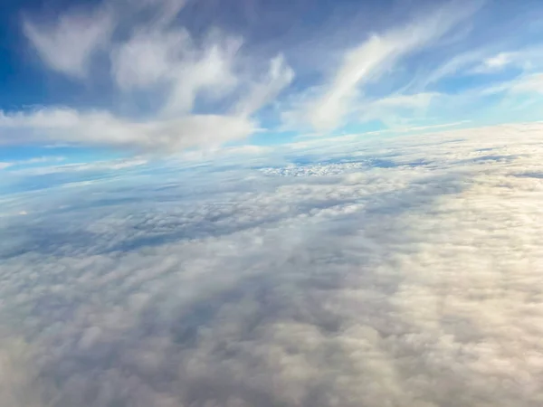Background Sky Clouds Top View Airplane — Stock Photo, Image