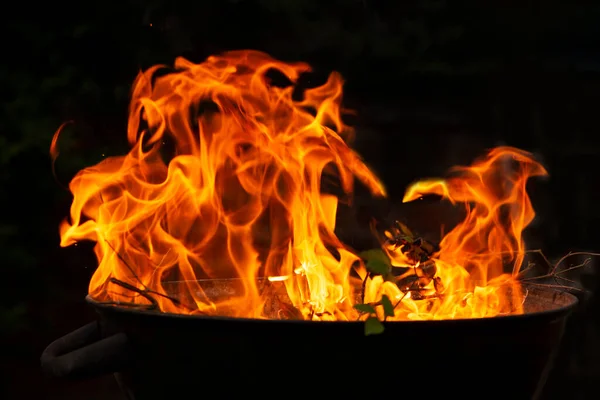 Tongues Flame Shape Heart Fire Brazier Dark Abstraction — Stockfoto