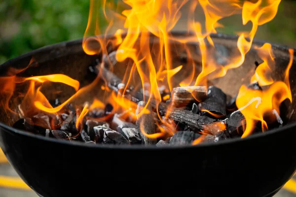 Bright Flame Fire Brazier Firewood Barbecue — Stock Photo, Image