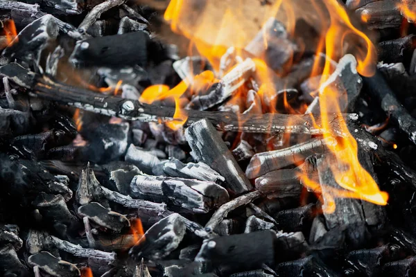 Beautiful Flames Fire Burning Firewood — Stock Photo, Image