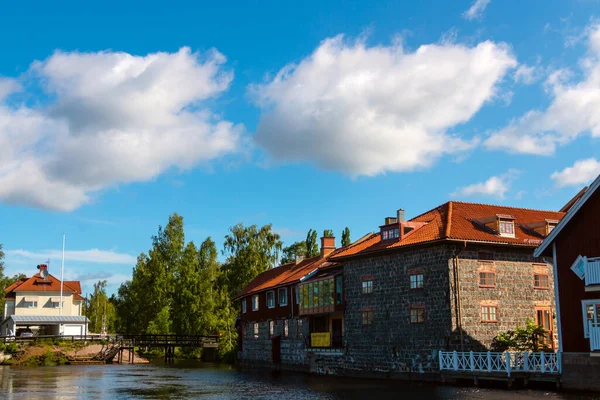 Old Town Falun Traditional Red Swedish Wooden Dwellings Dalarna County — Stock Photo, Image