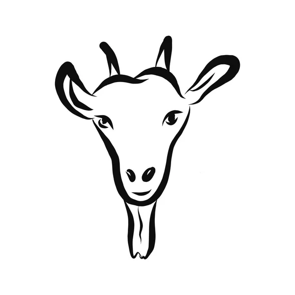 Значок козий головы, очертания векторного знака, линейная пиктограмма, выделенная на белом. Символ, иллюстрация логотипа — стоковый вектор