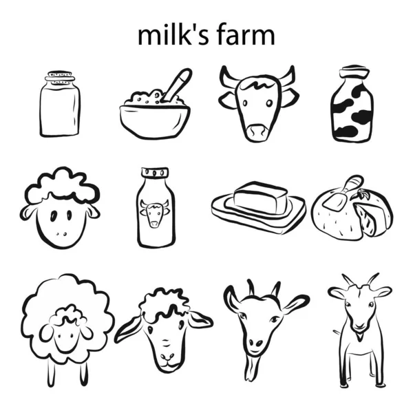 Белый набор иконок "Ферма ручной работы" — стоковый вектор