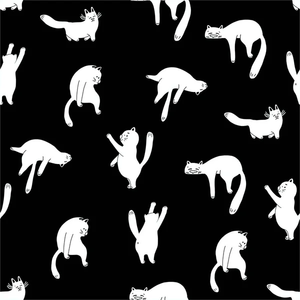 Μοτίβο με τις γάτες. διανυσματική απεικόνιση για ρούχα, συσκευασία, αναμνηστικά. — Διανυσματικό Αρχείο