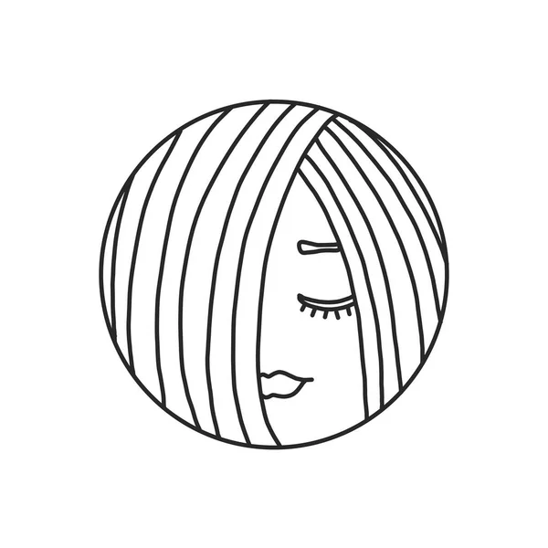 Chica abstracta dibujada por línea. Retrato en un estilo minimalista. Adecuado para un logotipo de cosméticos o un salón de belleza y un icono para el sitio. ilustración vectorial — Vector de stock